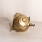 Vintage Medium Brass Fish with Small Fish in Mouth Ashtray Figurine