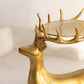 Vintage Medium Brass Laying Deer Pillar Candleholder