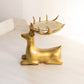 Vintage Medium Brass Laying Deer Pillar Candleholder