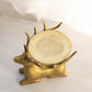 Vintage Medium Brass Laying Deer Pillar Candleholder