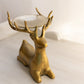 Vintage Medium Brass Laying Deer Pillar Candleholder