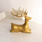 Vintage Medium Brass Laying Deer Pillar Candleholder