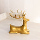 Vintage Medium Brass Laying Deer Pillar Candleholder
