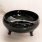 Vintage Medium Circular 3-Toed Black Glass Bowl