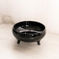 Vintage Medium Circular 3-Toed Black Glass Bowl
