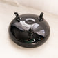 Vintage Medium Circular 3-Toed Black Glass Bowl