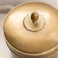 Vintage Medium Circular Brass Caddy with Finial and 3 Toes