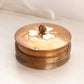 Vintage Medium Circular Copper and Glass Lidded Dish with Floral Details