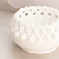 Vintage Medium Circular White Milk Glass Bowl with Lattice Edge