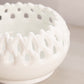 Vintage Medium Circular White Milk Glass Bowl with Lattice Edge