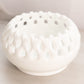 Vintage Medium Circular White Milk Glass Bowl with Lattice Edge