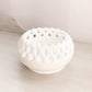 Vintage Medium Circular White Milk Glass Bowl with Lattice Edge