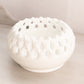 Vintage Medium Circular White Milk Glass Bowl with Lattice Edge