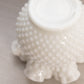 Vintage Medium Circular White Milk Glass Hobnail Vase with Ruffle Edge