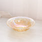 Vintage Medium Clear Orange Iridescent Glass Floral Rose Bowl