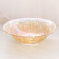Vintage Medium Clear Orange Iridescent Glass Floral Rose Bowl