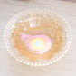 Vintage Medium Clear Orange Iridescent Glass Floral Rose Bowl