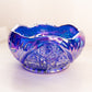 Vintage Medium Cobalt Blue Iridescent Carnival Glass Bowl