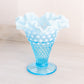 Vintage Medium Cone Shaped Blue Fenton Hobnail Opalescent Glass Vase