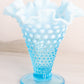 Vintage Medium Cone Shaped Blue Fenton Hobnail Opalescent Glass Vase