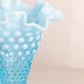 Vintage Medium Cone Shaped Blue Fenton Hobnail Opalescent Glass Vase