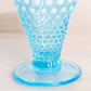 Vintage Medium Cone Shaped Blue Fenton Hobnail Opalescent Glass Vase