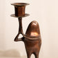 Vintage Medium Copper Bronze Tone Frog Candlestick