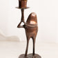 Vintage Medium Copper Bronze Tone Frog Candlestick