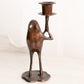 Vintage Medium Copper Bronze Tone Frog Candlestick