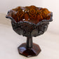 Vintage Medium Dark Amber Brown Quintec Glass Compote