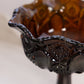 Vintage Medium Dark Amber Brown Quintec Glass Compote