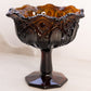 Vintage Medium Dark Amber Brown Quintec Glass Compote