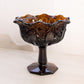 Vintage Medium Dark Amber Brown Quintec Glass Compote