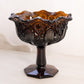 Vintage Medium Dark Amber Brown Quintec Glass Compote