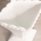 Vintage Medium Diamond Shaped White Milk Glass Footed Vase