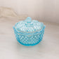 Vintage Medium Fenton Blue Opalescent Hobnail Lidded Dish