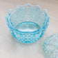 Vintage Medium Fenton Blue Opalescent Hobnail Lidded Dish