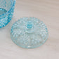 Vintage Medium Fenton Blue Opalescent Hobnail Lidded Dish