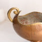 Vintage Medium Footed Copper Bowl with 2 Fancy Handles