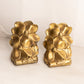 Vintage Medium Gold Tone Metal Dogwood Floral Bookends