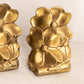 Vintage Medium Gold Tone Metal Dogwood Floral Bookends
