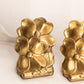 Vintage Medium Gold Tone Metal Dogwood Floral Bookends