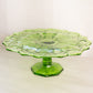 Vintage Medium Green Glass Quintec Cake Stand