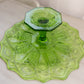 Vintage Medium Green Glass Quintec Cake Stand