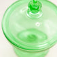 Vintage Medium Green Uranium Glass Footed Lidded Dish (Glows)