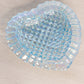 Vintage Medium Light Blue Iridescent Glass Heart Lidded Dish