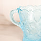 Vintage Medium Light Blue Vase with 2 Handles and Strawberries