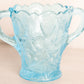 Vintage Medium Light Blue Vase with 2 Handles and Strawberries