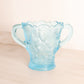 Vintage Medium Light Blue Vase with 2 Handles and Strawberries