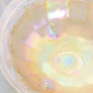 Vintage Medium Light Orange Iridescent Glass Floral 3-Toed Bowl